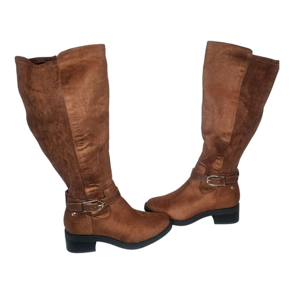 Life Stride Brooks Wide Calf Boot NWT Sz 8W Walnut Coffee Brown Knee High Boots - Picture 4 of 9